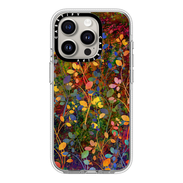 Ebi Emporium x CASETiFY iPhone 15 Pro ケース クリア クリア ケース MagSafe対応 AMONGST THE FLOWERS Rainbow Array - Colorful Abstract Summer Floral Pattern Green Red Blue Yellow Garden Flowers Lovely Girly Nature Fine Art Painting Design