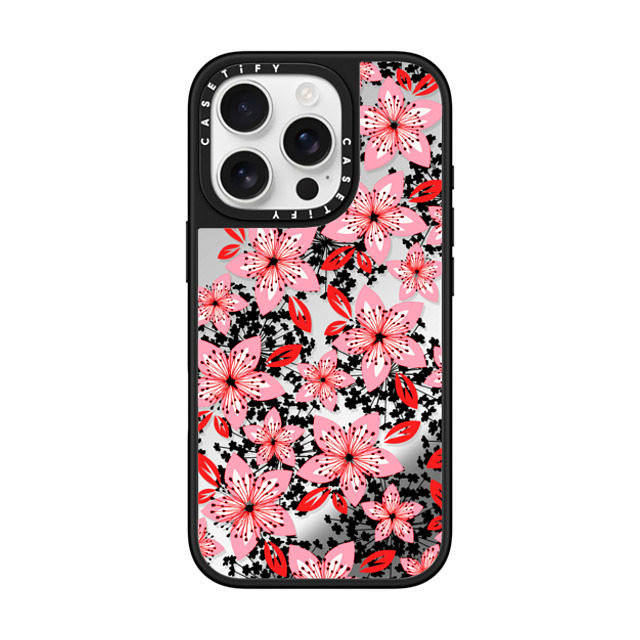 Ebi Emporium x CASETiFY iPhone 16 Pro Case Silver on Black ミラーケース MagSafe対応 COLOR IN BLOOM 4, PINK RED Pretty Floral Pattern By Ebi Emporium Mother's Day Ebi Emporium x CASETiFY iPhone 16 Pro Case Silver on Black ミラーケース MagSafe対応 COLOR IN BLOOM 4, PINK RED Pretty Floral Pattern By Ebi Emporium Mother's Day
