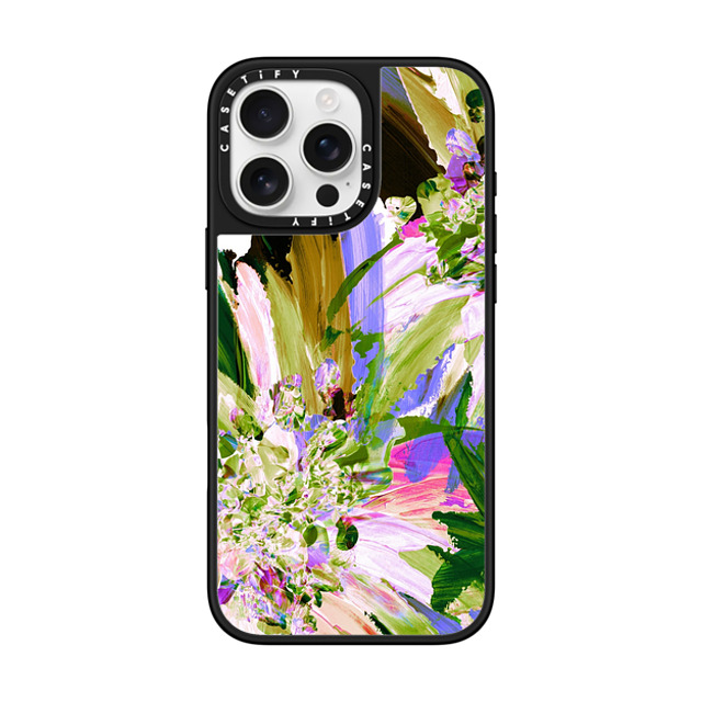 Ebi Emporium x CASETiFY iPhone 16 Pro Max Case Silver on Black ミラーケース MagSafe対応 WEDDING BOUQUET 1, FLORAL PURPLE GREEN PRETTY ABSTRACT ART PAINTING By Ebi Emporium Mother's Day Ebi Emporium x CASETiFY iPhone 16 Pro Max Case Silver on Black ミラーケース MagSafe対応 WEDDING BOUQUET 1, FLORAL PURPLE GREEN PRETTY ABSTRACT ART PAINTING By Ebi Emporium Mother's Day