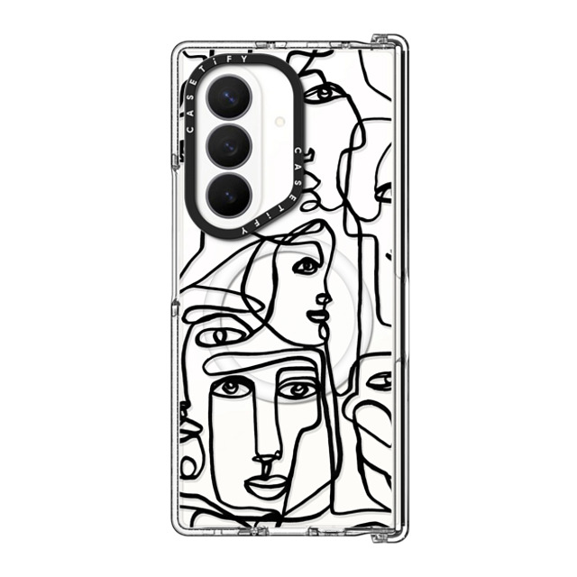 Ebi Emporium x CASETiFY Galaxy Z Fold8 Ultra �P�[�X Geometric,Line Art �N���A �}�O�l�b�g�� �C���p�N�g�P�[�X FACE MOSAIC SKETCH 1 CLEAR CASE IPHONE, 