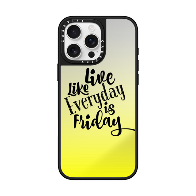 Ebi Emporium x CASETiFY iPhone 16 Pro Max ケース Silver on Black ミラーケース MagSafe対応 LIVE LIKE EVERYDAY IS FRIDAY - LEMON YELLOW Sunshine Ombre Abstract Transparent Art Typography Weekend Happy Days Friyay Cool Quote Font Relax Party Fun Teen Girly Chic Modern Ebi Emporium x CASETiFY iPhone 16 Pro Max ケース Silver on Black ミラーケース MagSafe対応 LIVE LIKE EVERYDAY IS FRIDAY - LEMON YELLOW Sunshine Ombre Abstract Transparent Art Typography Weekend Happy Days Friyay Cool Quote Font Relax Party Fun Teen Girly Chic Modern