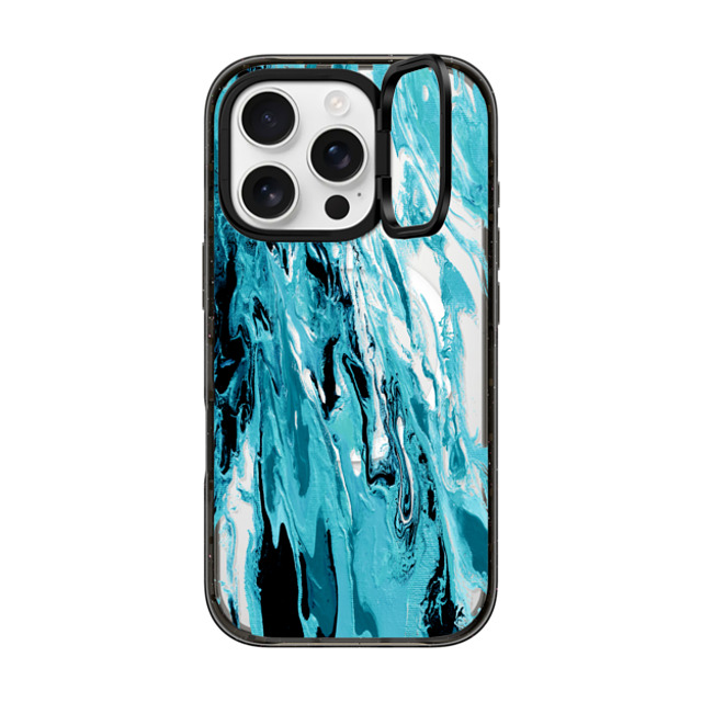 Ebi Emporium x CASETiFY iPhone 16 Pro ケース ブラック インパクトリングスタンドケース MagSafe対応 WITH THE TIDES, TURQUOISE Ocean Waves Summer Beach Colorful Aqua Teal Sea Nautical Coastal Chic Transparent Abstract Painting Back to School Ebi Emporium x CASETiFY iPhone 16 Pro ケース ブラック インパクトリングスタンドケース MagSafe対応 WITH THE TIDES, TURQUOISE Ocean Waves Summer Beach Colorful Aqua Teal Sea Nautical Coastal Chic Transparent Abstract Painting Back to School
