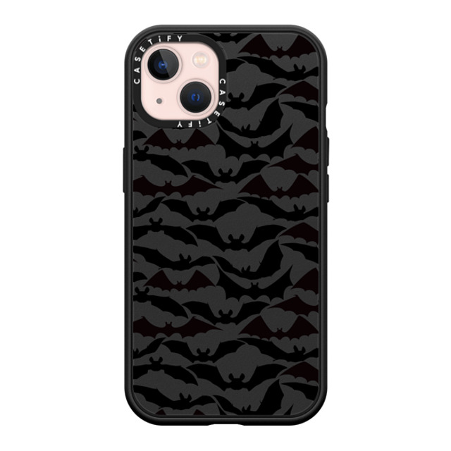 Ebi Emporium x CASETiFY iPhone 13 ケース マットブラック インパクトケース MagSafe対応 GOING BATTY - HALLOWEEN BATS SPOOKY BLACK PATTERN By Ebi Emporium