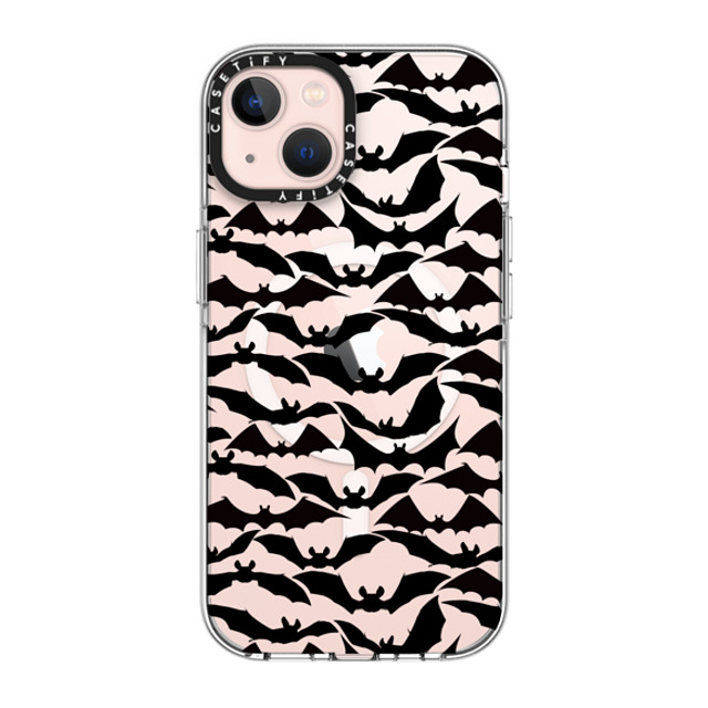 Ebi Emporium x CASETiFY iPhone 13 ケース クリア クリア ケース MagSafe対応 GOING BATTY - HALLOWEEN BATS SPOOKY BLACK PATTERN By Ebi Emporium