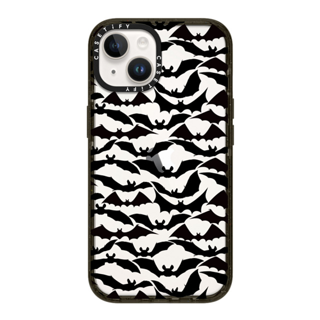 Ebi Emporium x CASETiFY iPhone 14 ケース ブラック インパクトケース GOING BATTY - HALLOWEEN BATS SPOOKY BLACK PATTERN By Ebi Emporium