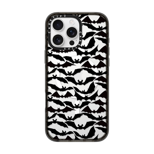 Ebi Emporium x CASETiFY iPhone 16 Pro Max ケース ブラック インパクトケース MagSafe対応 GOING BATTY - HALLOWEEN BATS SPOOKY BLACK PATTERN By Ebi Emporium