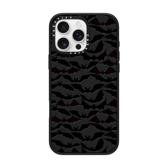 Ebi Emporium x CASETiFY iPhone 16 Pro Max ケース マットブラック インパクトケース MagSafe対応 GOING BATTY - HALLOWEEN BATS SPOOKY BLACK PATTERN By Ebi Emporium