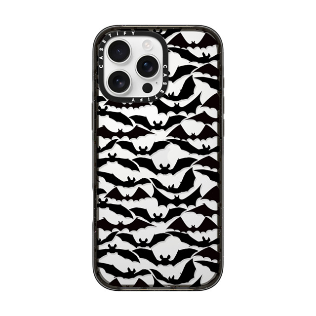 Ebi Emporium x CASETiFY iPhone 16 Pro Max ケース ブラック インパクトケース GOING BATTY - HALLOWEEN BATS SPOOKY BLACK PATTERN By Ebi Emporium