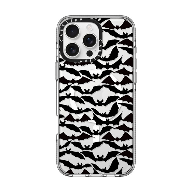 Ebi Emporium x CASETiFY iPhone 16 Pro Max ケース クリア クリア ケース MagSafe対応 GOING BATTY - HALLOWEEN BATS SPOOKY BLACK PATTERN By Ebi Emporium