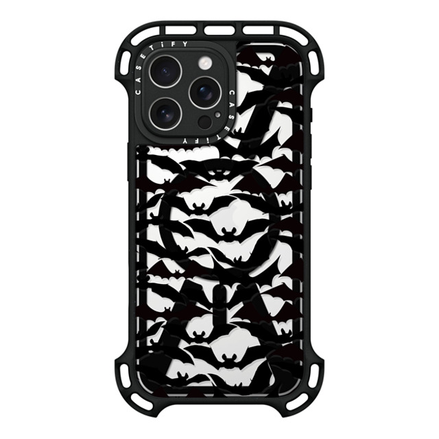 Ebi Emporium x CASETiFY iPhone 16 Pro Max ケース ブラック ウルトラ バウンスケース MagSafe対応 GOING BATTY - HALLOWEEN BATS SPOOKY BLACK PATTERN By Ebi Emporium