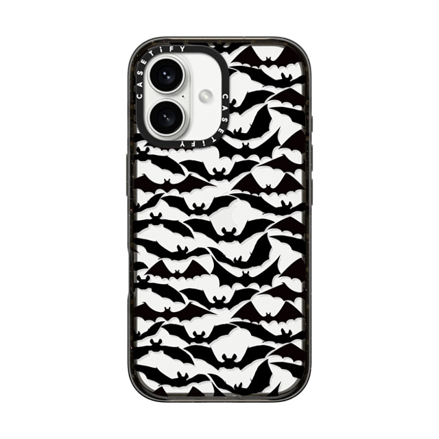 Ebi Emporium x CASETiFY iPhone 16 ケース ブラック インパクトケース GOING BATTY - HALLOWEEN BATS SPOOKY BLACK PATTERN By Ebi Emporium