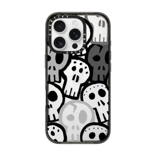 iPhone 16 Pro - SKULLS ODD ONE OUT, B&W HALLOWEEN SKULL SPOOKY CREEPY DEATH PATTERN
