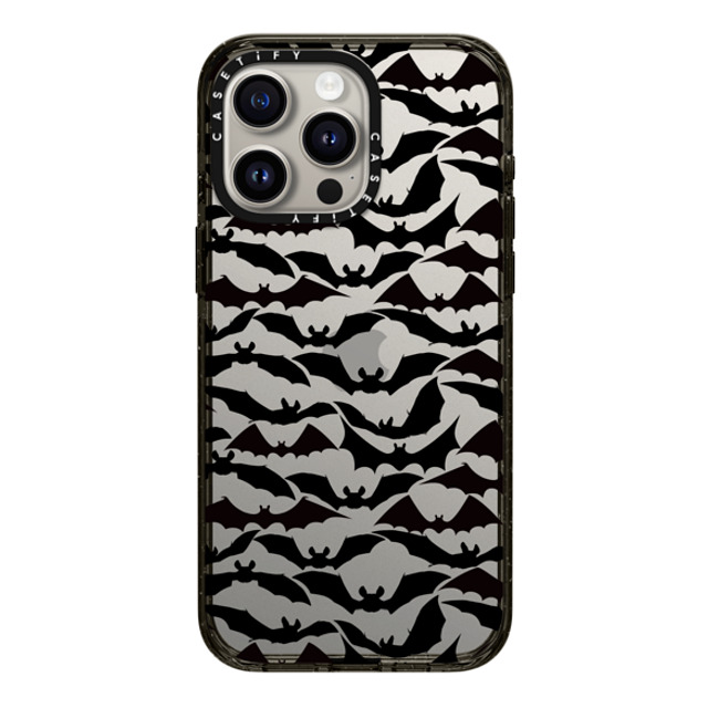 Ebi Emporium x CASETiFY iPhone 15 Pro Max ケース ブラック インパクトケース GOING BATTY - HALLOWEEN BATS SPOOKY BLACK PATTERN By Ebi Emporium