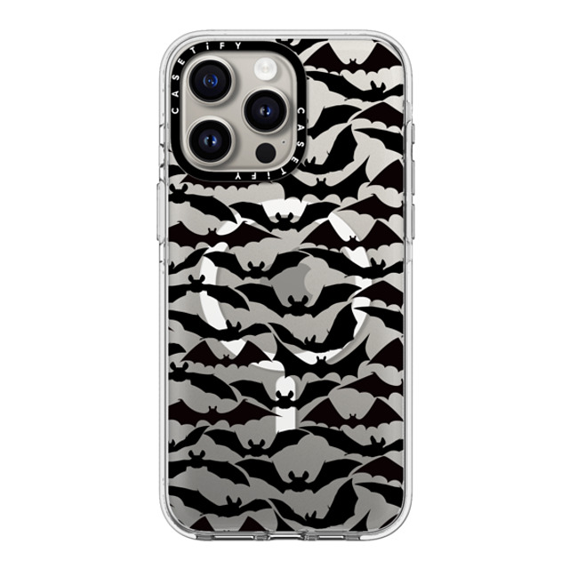 Ebi Emporium x CASETiFY iPhone 15 Pro Max ケース クリア クリア ケース MagSafe対応 GOING BATTY - HALLOWEEN BATS SPOOKY BLACK PATTERN By Ebi Emporium