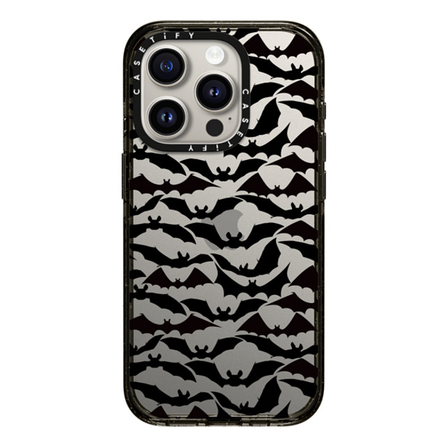 Ebi Emporium x CASETiFY iPhone 15 Pro ケース ブラック インパクトケース GOING BATTY - HALLOWEEN BATS SPOOKY BLACK PATTERN By Ebi Emporium