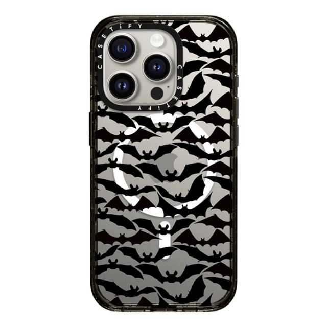 Ebi Emporium x CASETiFY iPhone 15 Pro ケース ブラック インパクトケース MagSafe対応 GOING BATTY - HALLOWEEN BATS SPOOKY BLACK PATTERN By Ebi Emporium