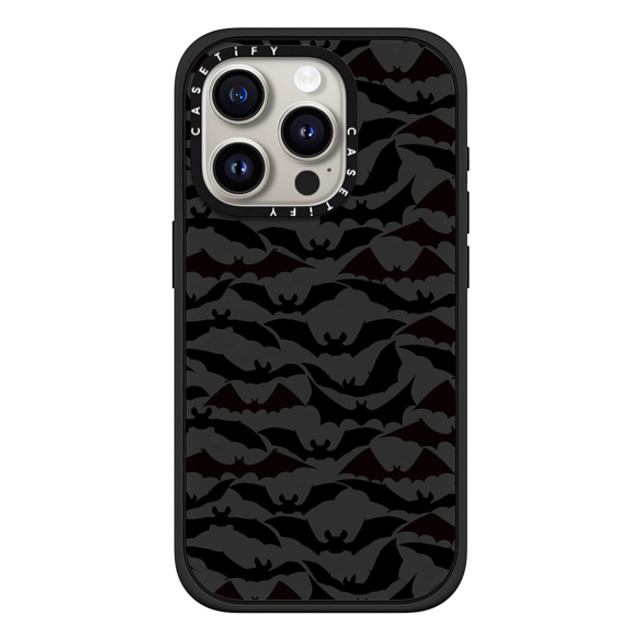 Ebi Emporium x CASETiFY iPhone 15 Pro ケース マットブラック インパクトケース MagSafe対応 GOING BATTY - HALLOWEEN BATS SPOOKY BLACK PATTERN By Ebi Emporium