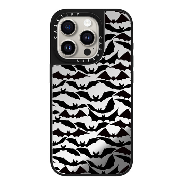 Ebi Emporium x CASETiFY iPhone 15 Pro Case Silver on Black ミラーケース MagSafe対応 GOING BATTY - HALLOWEEN BATS SPOOKY BLACK PATTERN By Ebi Emporium Ebi Emporium x CASETiFY iPhone 15 Pro Case Silver on Black ミラーケース MagSafe対応 GOING BATTY - HALLOWEEN BATS SPOOKY BLACK PATTERN By Ebi Emporium