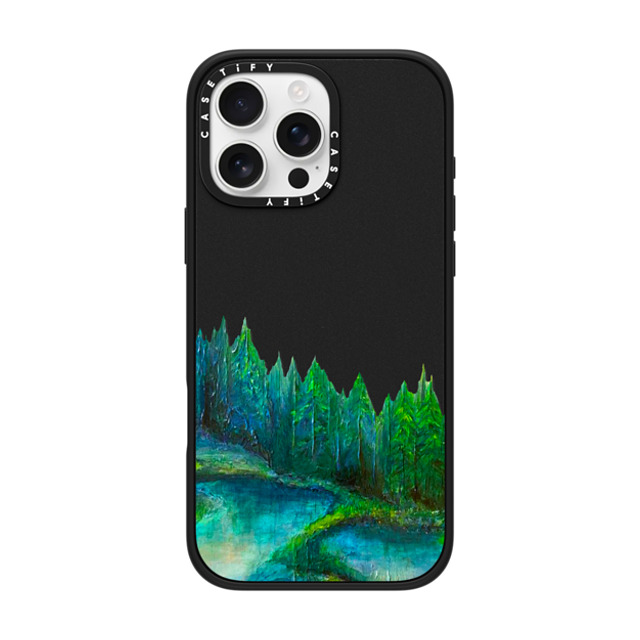 Ebi Emporium x CASETiFY iPhone 16 Pro Max Case Nature,Fine Art Matte Black Impact Case MagSafe Compatible WOODLAND RETREAT 1, FOREST TREES TEAL BLUE GREEN NATURE MOUNTAINS PAINTING Back to School Ebi Emporium x CASETiFY iPhone 16 Pro Max Case Nature,Fine Art Matte Black Impact Case MagSafe Compatible WOODLAND RETREAT 1, FOREST TREES TEAL BLUE GREEN NATURE MOUNTAINS PAINTING Back to School