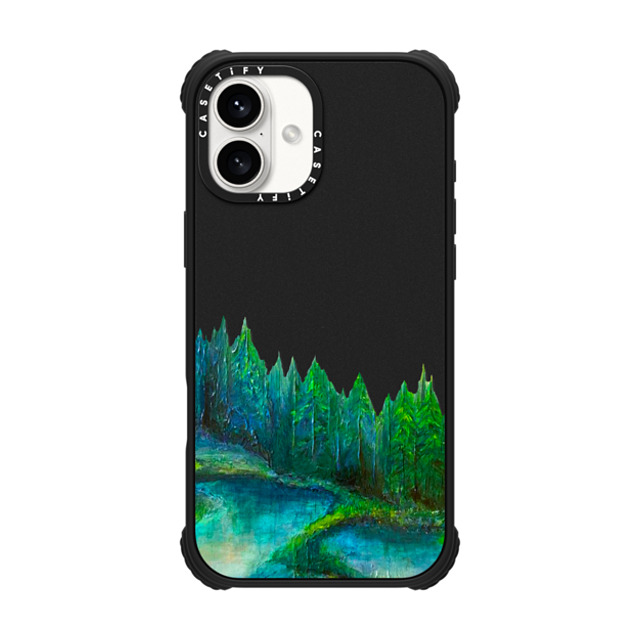 Ebi Emporium x CASETiFY iPhone 16 Plus Case Matte Black ウルトラ インパクトケース MagSafe 対応 WOODLAND RETREAT 1, FOREST TREES TEAL BLUE GREEN NATURE MOUNTAINS PAINTING Ebi Emporium x CASETiFY iPhone 16 Plus Case Matte Black ウルトラ インパクトケース MagSafe 対応 WOODLAND RETREAT 1, FOREST TREES TEAL BLUE GREEN NATURE MOUNTAINS PAINTING