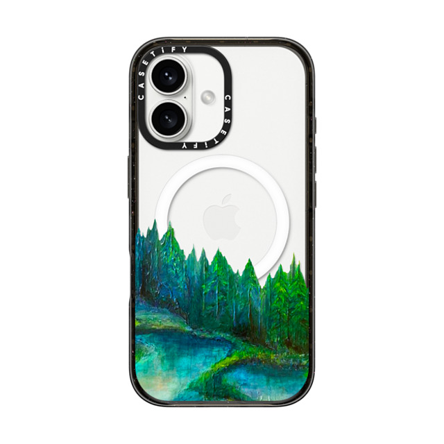 Ebi Emporium x CASETiFY iPhone 16 Case Nature,Fine Art Black Impact Case MagSafe Compatible WOODLAND RETREAT 1, FOREST TREES TEAL BLUE GREEN NATURE MOUNTAINS PAINTING Back to School Ebi Emporium x CASETiFY iPhone 16 Case Nature,Fine Art Black Impact Case MagSafe Compatible WOODLAND RETREAT 1, FOREST TREES TEAL BLUE GREEN NATURE MOUNTAINS PAINTING Back to School
