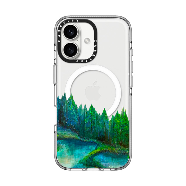 Ebi Emporium x CASETiFY iPhone 16 Case Nature,Fine Art クリア クリア ケース MagSafe対応 WOODLAND RETREAT 1, FOREST TREES TEAL BLUE GREEN NATURE MOUNTAINS PAINTING Back to School Ebi Emporium x CASETiFY iPhone 16 Case Nature,Fine Art クリア クリア ケース MagSafe対応 WOODLAND RETREAT 1, FOREST TREES TEAL BLUE GREEN NATURE MOUNTAINS PAINTING Back to School