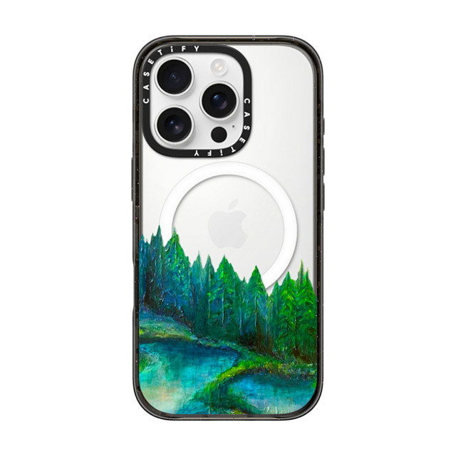 Ebi Emporium x CASETiFY iPhone 16 Pro Case Nature,Fine Art Black Impact Case MagSafe Compatible WOODLAND RETREAT 1, FOREST TREES TEAL BLUE GREEN NATURE MOUNTAINS PAINTING Back to School Ebi Emporium x CASETiFY iPhone 16 Pro Case Nature,Fine Art Black Impact Case MagSafe Compatible WOODLAND RETREAT 1, FOREST TREES TEAL BLUE GREEN NATURE MOUNTAINS PAINTING Back to School