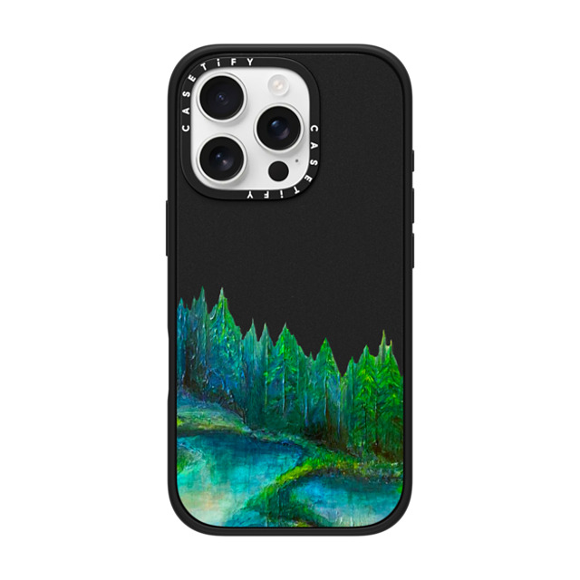 Ebi Emporium x CASETiFY iPhone 16 Pro Case Nature,Fine Art Matte Black Impact Case MagSafe Compatible WOODLAND RETREAT 1, FOREST TREES TEAL BLUE GREEN NATURE MOUNTAINS PAINTING Back to School Ebi Emporium x CASETiFY iPhone 16 Pro Case Nature,Fine Art Matte Black Impact Case MagSafe Compatible WOODLAND RETREAT 1, FOREST TREES TEAL BLUE GREEN NATURE MOUNTAINS PAINTING Back to School