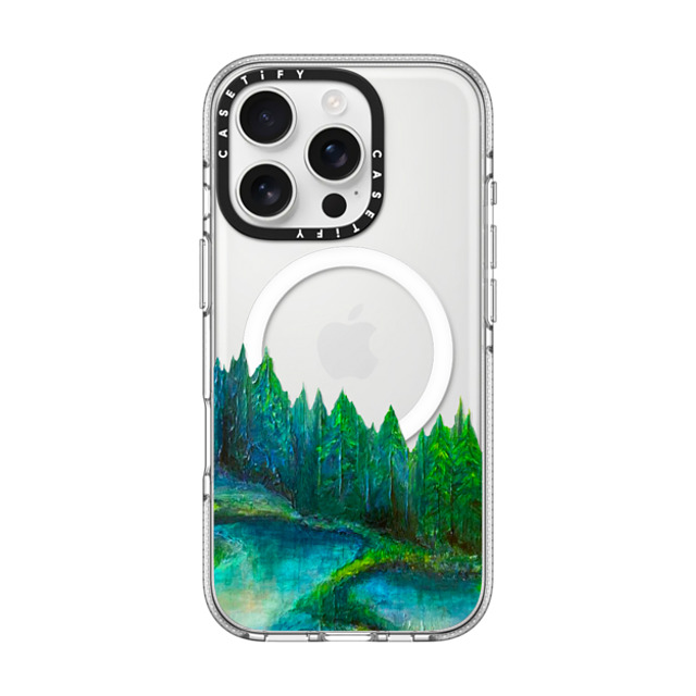 Ebi Emporium x CASETiFY iPhone 16 Pro Case Nature,Fine Art クリア クリア ケース MagSafe対応 WOODLAND RETREAT 1, FOREST TREES TEAL BLUE GREEN NATURE MOUNTAINS PAINTING Back to School Ebi Emporium x CASETiFY iPhone 16 Pro Case Nature,Fine Art クリア クリア ケース MagSafe対応 WOODLAND RETREAT 1, FOREST TREES TEAL BLUE GREEN NATURE MOUNTAINS PAINTING Back to School