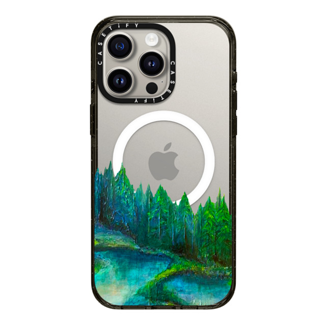 Ebi Emporium x CASETiFY iPhone 15 Pro Max Case Nature,Fine Art Black Impact Case MagSafe Compatible WOODLAND RETREAT 1, FOREST TREES TEAL BLUE GREEN NATURE MOUNTAINS PAINTING Back to School Ebi Emporium x CASETiFY iPhone 15 Pro Max Case Nature,Fine Art Black Impact Case MagSafe Compatible WOODLAND RETREAT 1, FOREST TREES TEAL BLUE GREEN NATURE MOUNTAINS PAINTING Back to School