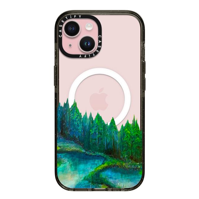 Ebi Emporium x CASETiFY iPhone 15 Case Nature,Fine Art Black Impact Case MagSafe Compatible WOODLAND RETREAT 1, FOREST TREES TEAL BLUE GREEN NATURE MOUNTAINS PAINTING Back to School Ebi Emporium x CASETiFY iPhone 15 Case Nature,Fine Art Black Impact Case MagSafe Compatible WOODLAND RETREAT 1, FOREST TREES TEAL BLUE GREEN NATURE MOUNTAINS PAINTING Back to School