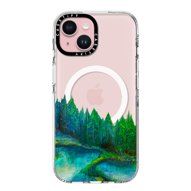 Ebi Emporium x CASETiFY iPhone 15 Case Nature,Fine Art クリア クリア ケース MagSafe対応 WOODLAND RETREAT 1, FOREST TREES TEAL BLUE GREEN NATURE MOUNTAINS PAINTING Back to School Ebi Emporium x CASETiFY iPhone 15 Case Nature,Fine Art クリア クリア ケース MagSafe対応 WOODLAND RETREAT 1, FOREST TREES TEAL BLUE GREEN NATURE MOUNTAINS PAINTING Back to School