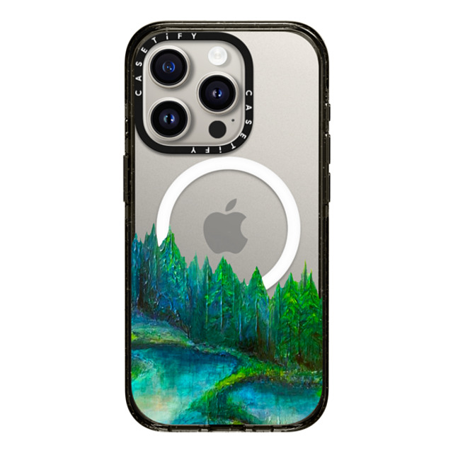 Ebi Emporium x CASETiFY iPhone 15 Pro Case Nature,Fine Art Black Impact Case MagSafe Compatible WOODLAND RETREAT 1, FOREST TREES TEAL BLUE GREEN NATURE MOUNTAINS PAINTING Back to School Ebi Emporium x CASETiFY iPhone 15 Pro Case Nature,Fine Art Black Impact Case MagSafe Compatible WOODLAND RETREAT 1, FOREST TREES TEAL BLUE GREEN NATURE MOUNTAINS PAINTING Back to School
