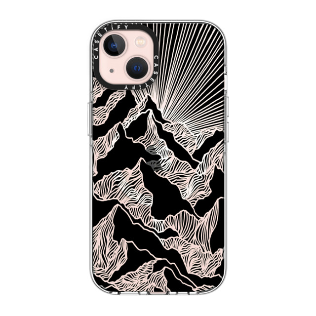 Ebi Emporium x CASETiFY iPhone 13 ケース クリア クリア ケース MagSafe対応 AIM HIGH 2, MOUNTAINS B & W MINIMALIST NATURE ILLUSTRATION