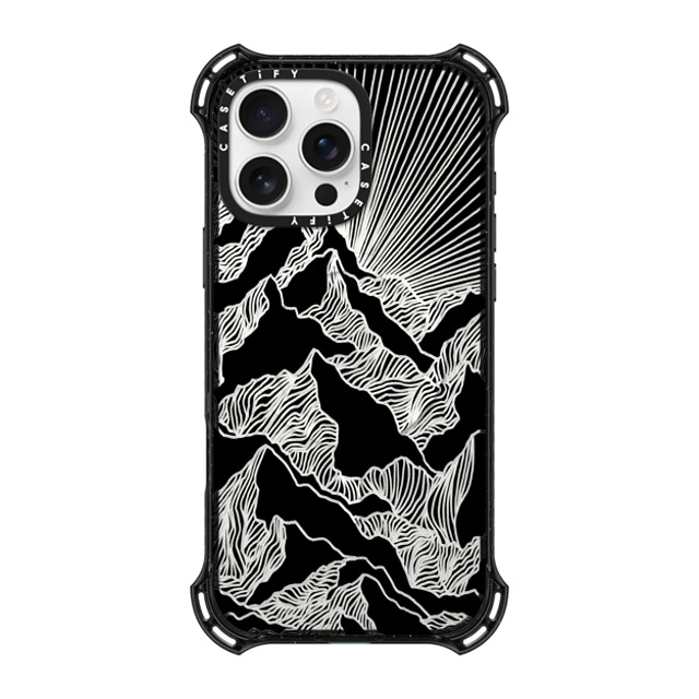 Ebi Emporium x CASETiFY iPhone 16 Pro Max ケース ブラック バウンスケース AIM HIGH 2, MOUNTAINS B & W MINIMALIST NATURE ILLUSTRATION