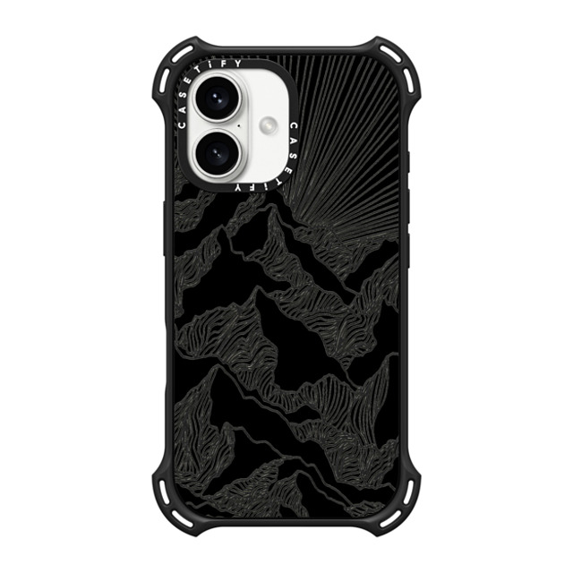 Ebi Emporium x CASETiFY iPhone 16 ケース マットブラック バウンスケース AIM HIGH 2, MOUNTAINS B & W MINIMALIST NATURE ILLUSTRATION