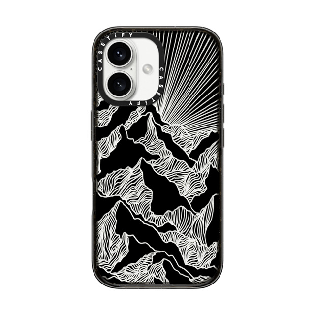 Ebi Emporium x CASETiFY iPhone 16 ケース ブラック インパクトケース AIM HIGH 2, MOUNTAINS B & W MINIMALIST NATURE ILLUSTRATION