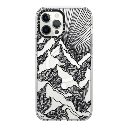 iPhone 12 Pro Max - AIM HIGH 1, MOUNTAINS B&W MINIMALIST NATURE ILLUSTRATION