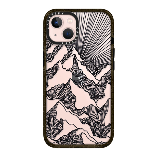 Ebi Emporium x CASETiFY iPhone 13 ケース ブラック インパクトケース AIM HIGH 1, MOUNTAINS B & W MINIMALIST NATURE ILLUSTRATION