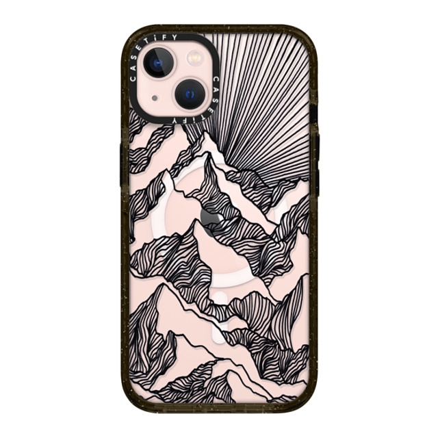 Ebi Emporium x CASETiFY iPhone 13 ケース ブラック インパクトケース MagSafe対応 AIM HIGH 1, MOUNTAINS B & W MINIMALIST NATURE ILLUSTRATION