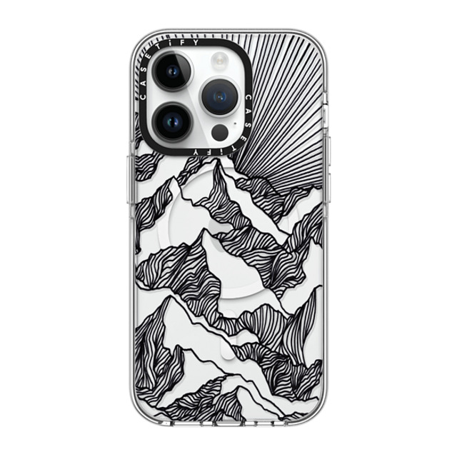 Ebi Emporium x CASETiFY iPhone 14 Pro ケース クリア クリア ケース MagSafe対応 AIM HIGH 1, MOUNTAINS B & W MINIMALIST NATURE ILLUSTRATION