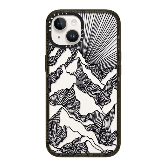 Ebi Emporium x CASETiFY iPhone 14 ケース ブラック インパクトケース AIM HIGH 1, MOUNTAINS B & W MINIMALIST NATURE ILLUSTRATION