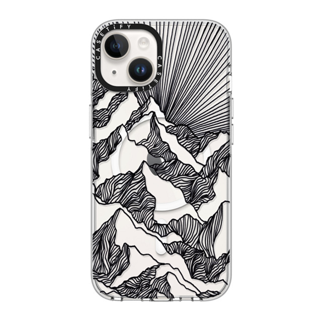 Ebi Emporium x CASETiFY iPhone 14 ケース クリア クリア ケース MagSafe対応 AIM HIGH 1, MOUNTAINS B & W MINIMALIST NATURE ILLUSTRATION