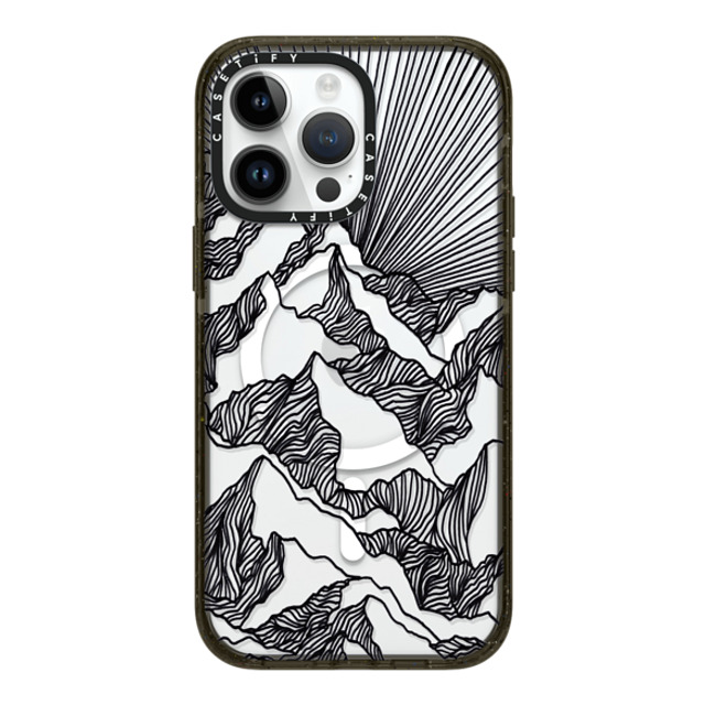 Ebi Emporium x CASETiFY iPhone 14 Pro Max ケース ブラック インパクトケース MagSafe対応 AIM HIGH 1, MOUNTAINS B & W MINIMALIST NATURE ILLUSTRATION