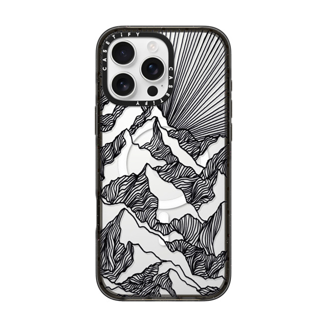 Ebi Emporium x CASETiFY iPhone 16 Pro Max ケース ブラック インパクトケース MagSafe対応 AIM HIGH 1, MOUNTAINS B & W MINIMALIST NATURE ILLUSTRATION