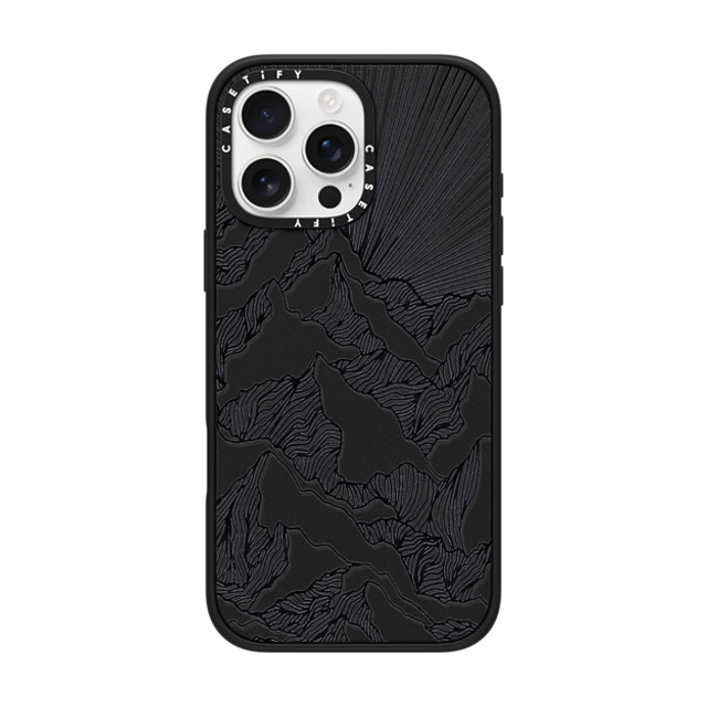 Ebi Emporium x CASETiFY iPhone 16 Pro Max ケース マットブラック インパクトケース MagSafe対応 AIM HIGH 1, MOUNTAINS B & W MINIMALIST NATURE ILLUSTRATION