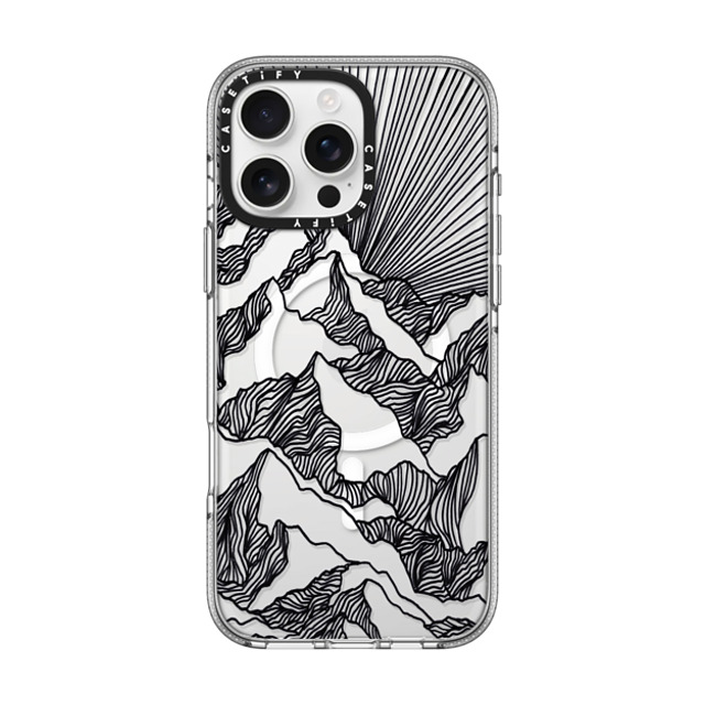 Ebi Emporium x CASETiFY iPhone 16 Pro Max ケース クリア クリア ケース MagSafe対応 AIM HIGH 1, MOUNTAINS B & W MINIMALIST NATURE ILLUSTRATION