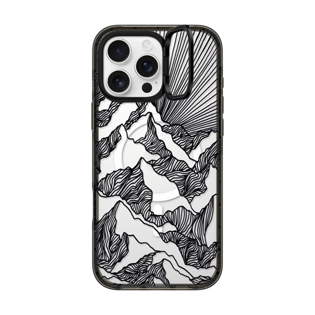 Ebi Emporium x CASETiFY iPhone 16 Pro Max ケース ブラック インパクトリングスタンドケース MagSafe対応 AIM HIGH 1, MOUNTAINS B & W MINIMALIST NATURE ILLUSTRATION