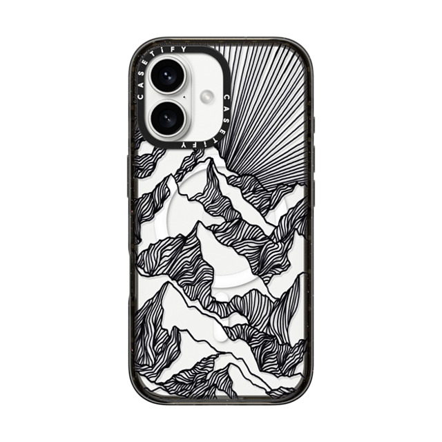 Ebi Emporium x CASETiFY iPhone 16 ケース ブラック インパクトケース MagSafe対応 AIM HIGH 1, MOUNTAINS B & W MINIMALIST NATURE ILLUSTRATION