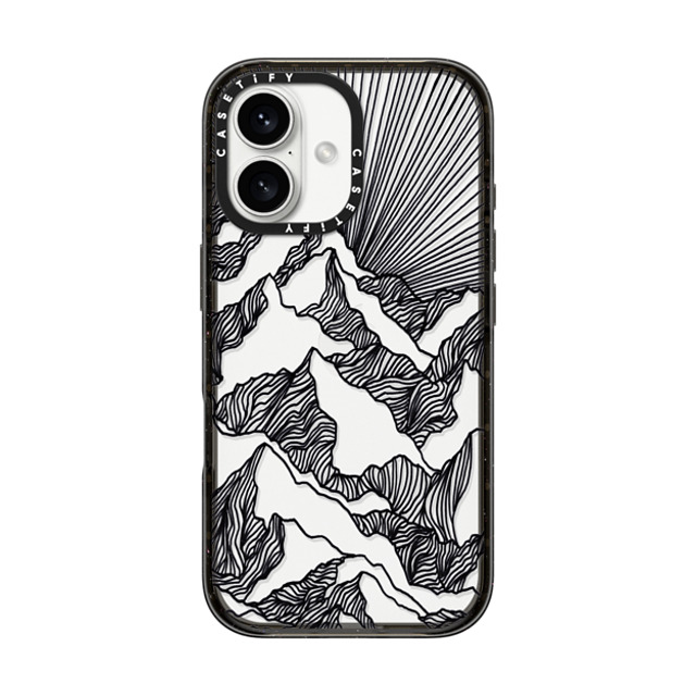 Ebi Emporium x CASETiFY iPhone 16 ケース ブラック インパクトケース AIM HIGH 1, MOUNTAINS B & W MINIMALIST NATURE ILLUSTRATION